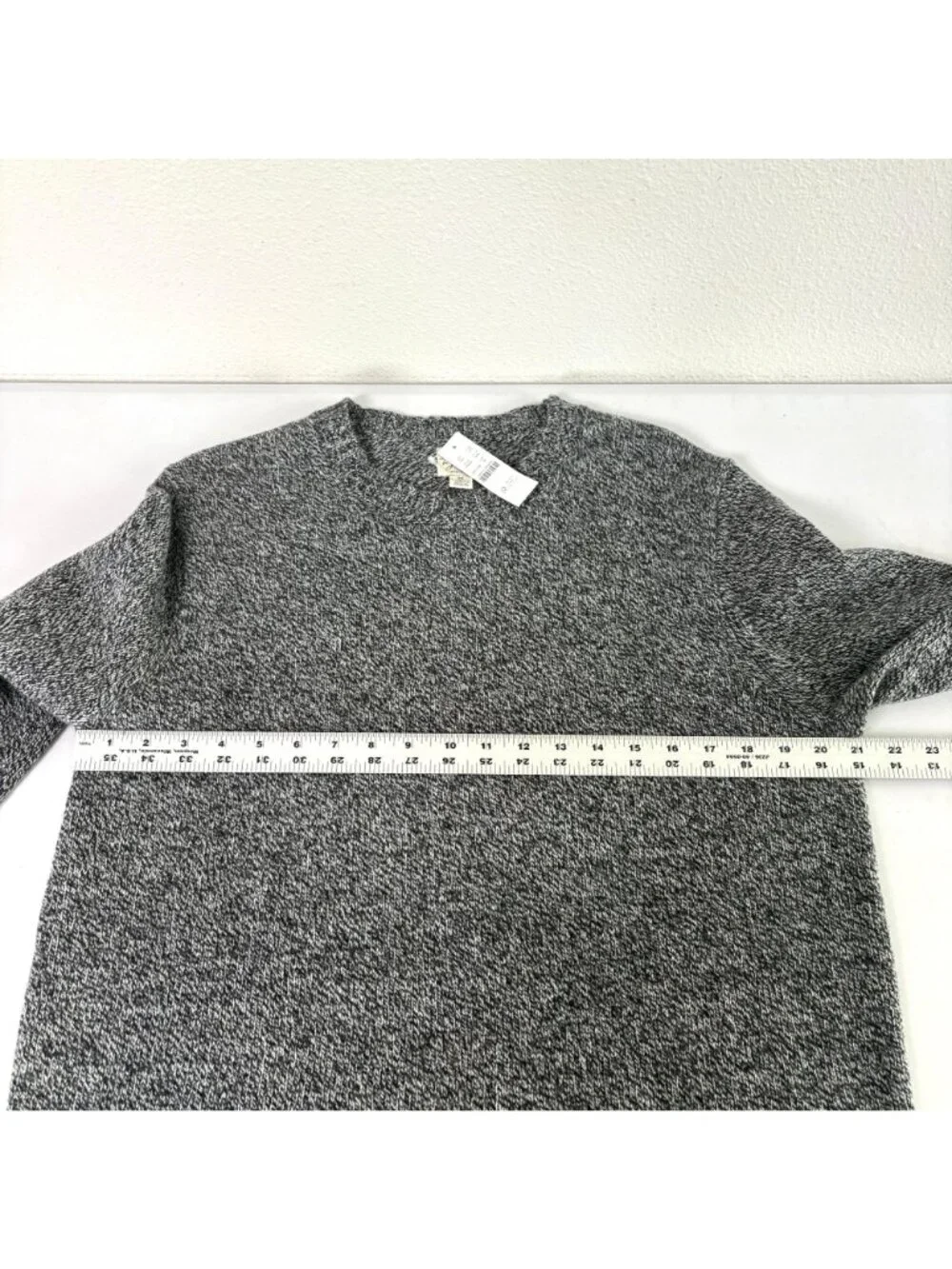 J Crew Rugged Merino Wool Blend Sweater Mens Size M Marled Black Crew‎ Neck NWT